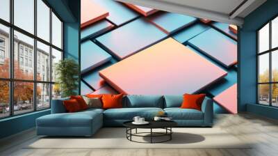 A colorful image of squares and rectangles with a blue background Wall mural