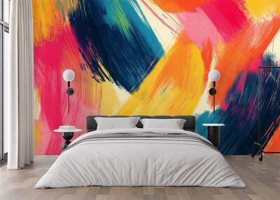 A colorful painting with many different colors and brush strokes Wall mural