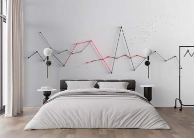 A graph with red and black lines is drawn on a white background Wall mural