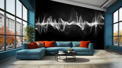 A long wave of white noise with a black background Wall mural