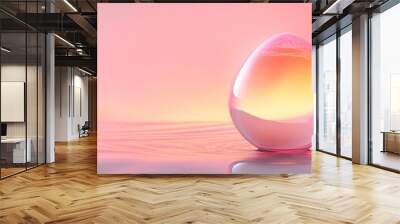 A pink and orange glass ball is floating on the water Wall mural