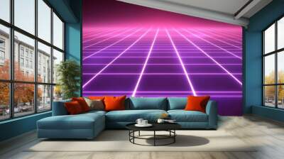 A purple background with a grid of purple lines Wall mural