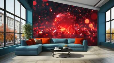 A red diamond is surrounded by a red background Wall mural