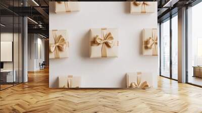 A row of white boxes with bows on them Wall mural