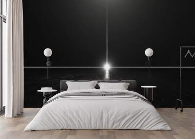 A Single Bright Light Illuminates A Dark Room With A Horizontal Beam Wall mural