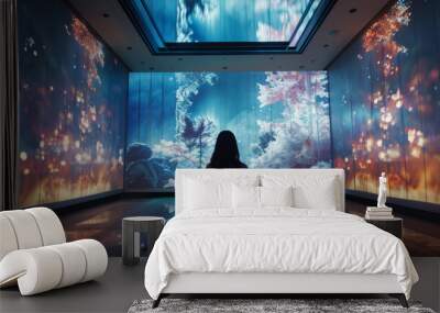 Calming meditation space immersive visual contemporary exhibition Wall mural