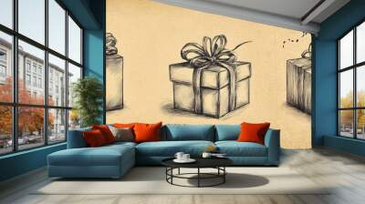 Three boxes with bows on them Wall mural