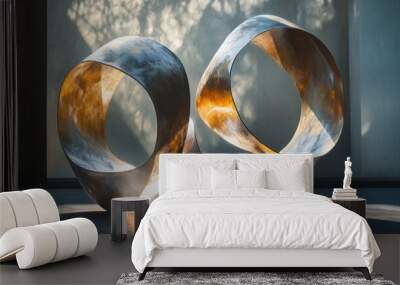 Two large, curved metal pieces that look like they are connected Wall mural