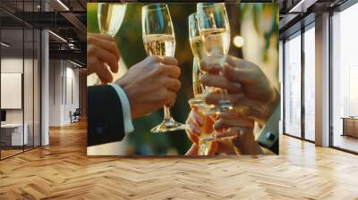 Celebration and Success A group of professionals toasting with champagne glasses, conveying success and achievement Wall mural