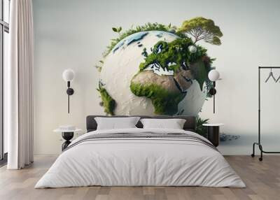 Earth day concept on white background, World environment day. Generative Ai Wall mural