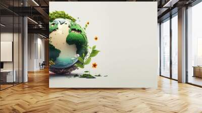 Earth day concept on white background, World environment day. Generative Ai Wall mural