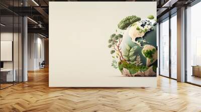 Earth day concept on white background, World environment day. Generative Ai Wall mural