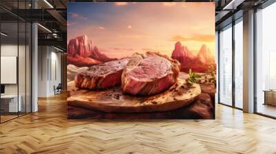 Grilled Beef Steak for Menu and Restaurant Advertising, Assorted Delicious Grilled Meat Wall mural