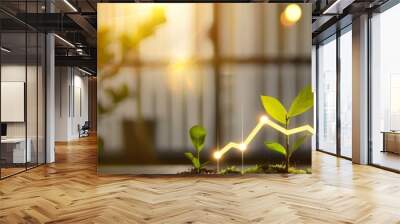 Growing a step of trees symbolizing progress and achievement. Journey toward of Business growth development and financial success concept Wall mural