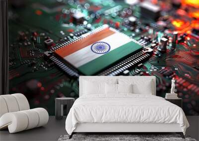 India s Digital Patriotism Semiconductor Technology Showcasing National Pride Wall mural