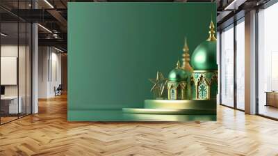 Ornate Ramadan Greeting with Domed Architecture in 3D Render Wall mural