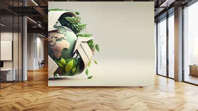 Recycle symbol copy space, Eco friendly earth background. Generative AI Wall mural