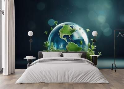 Save the World Concept, Environmental Protection, Earth Day, Environment Day. Generative Ai Wall mural