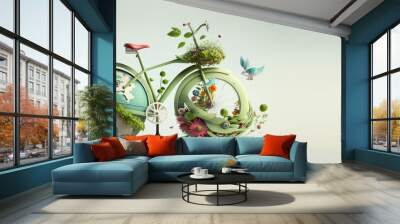 World bicycle day background with copy space, Eco friendly bicycle concept. Generative AI Wall mural