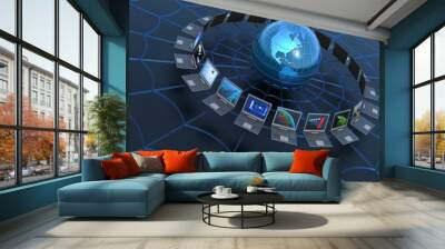 global computer network. hi-res digitally generated image. Wall mural