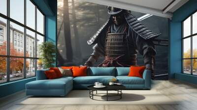 Ghost Samurai, samurai warrior bound by a ghostly curse, wearing shabby samurai armor	 Wall mural