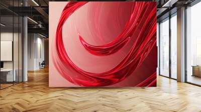 Abstract red swirls with a gradient background- modern digital art suitable for backgrounds or wallpaper. Wall mural