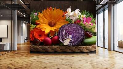 Edible Flowers Using flowers in cooking that grow alongside fruits and vegetables Wall mural