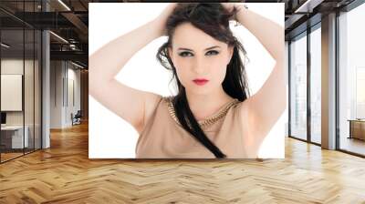 Beautiful woman with long brown hair.Pportrait of a fashion mode Wall mural