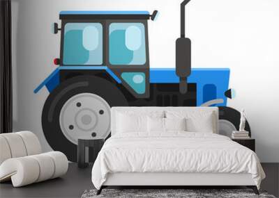 Blue tractor isolated on white Wall mural