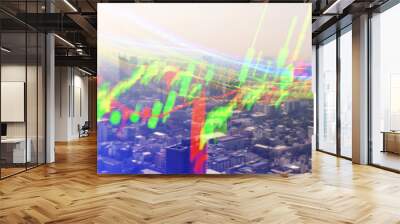 Candlestick chart in financial stock market on digital number background. Forex trading graphic design and Stock market trading trend as concept. Wall mural