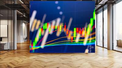 Candlestick chart in financial stock market on digital number background. Forex trading graphic design and Stock market trading trend as concept. Wall mural