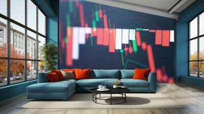 Candlestick chart in financial stock market on digital number background. Forex trading graphic design and Stock market trading trend as concept. Wall mural