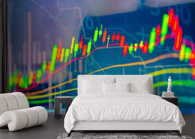 Forex market background, trading on the currency market Forex. Currency exchange rate for world currency: US Dollar, Euro, Frank, Yen. Financial, money, global finance, stock market background.	
 Wall mural