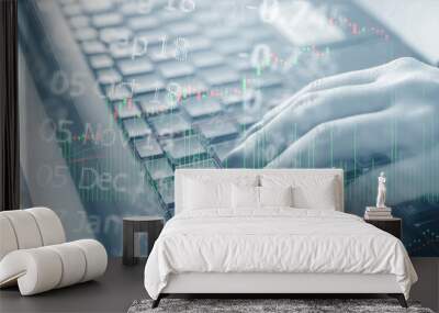 Forex market background, trading on the currency market Forex. Currency exchange rate for world currency: US Dollar, Euro, Frank, Yen. Financial, money, global finance, stock market background. Wall mural