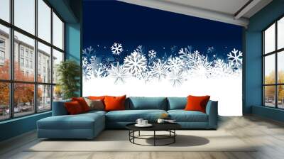 Christmas abstract background with snow and stars Wall mural