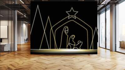 Christmas illumination with Holy Family Wall mural