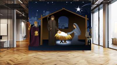 Nativity scene with Holy Family Wall mural