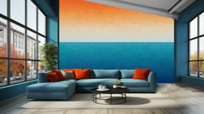 A gradient transitions from a warm orange at the top to a deep blue at the bottom, reminiscent of a sunset over the ocean. The colors have a grainy texture that suggests a sandy or stippled effect.AI  Wall mural