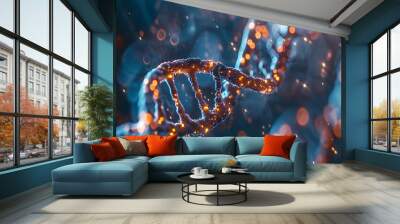 Cancer-Related DNA Strand Photography: Mutation Detail Wall mural