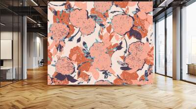 abstract floral pattern, flat lay design, perfect pattern for decoration and fabrics Wall mural