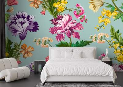 Colorful style floral pattern. Traditional indian style design for decoration and textiles Wall mural