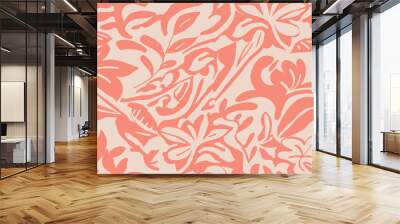 hand drawn abstract tropical leaves pattern perfect for decoration and textile Wall mural