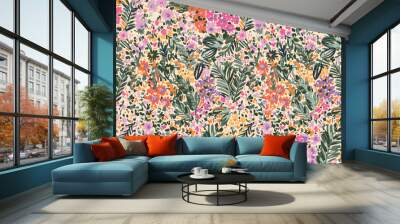 pattern of a tropical artwork, with multicolored hand drawn elements, perfect for fabrics and decoration
 Wall mural