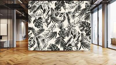 tropical pattern with hand drawn leaves perfect for fabric and decoration Wall mural