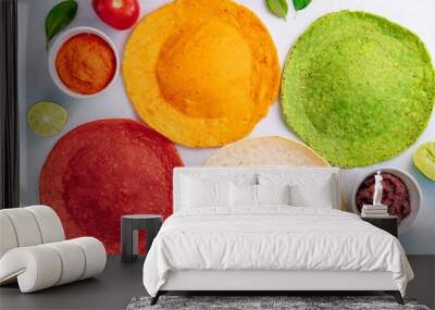 mexican tortillas of different colors Wall mural