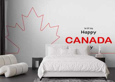 Canada Day With Maple Leaf Line Vector Wall mural