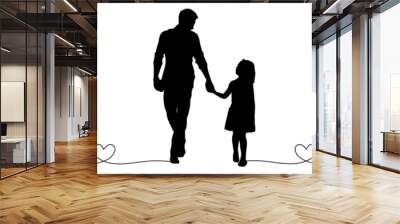 father and daughter silhouette for father's day of vector illustration Wall mural