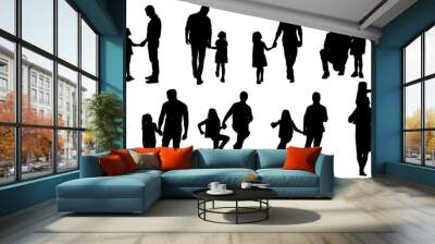 Father and daughter silhouette set of illustration vector Wall mural