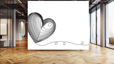 Illustration lineart heart on a white of vector Wall mural