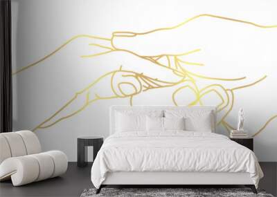 illustration of a gold hand to hand with lineart style for valentine day of vector Wall mural